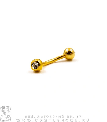 Микробанан Сталь Золотистый с Шариками со Стразами (прозрачными) 1,2 х 10 х 4/4