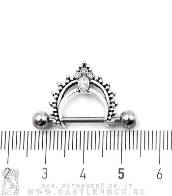 Штанга Сталь Диадема (стразы прозрачные) 1,6 х 18 х 5/5