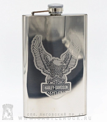 фляга стальная с гравировкой harley-davidson (орел) 10 oz