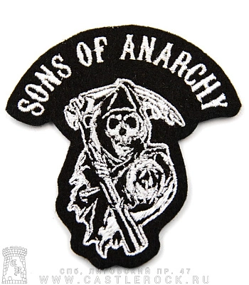 нашивка sons of anarchy (ч/б, вышивка)