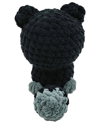 игрушка интерьерная котенок черный (зеленоглазый, серые лапки)