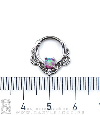 Кликер для септума Титан Кружево (опал розовый)