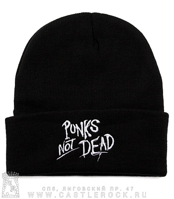 шапка с отворотом и вышивкой punks not dead