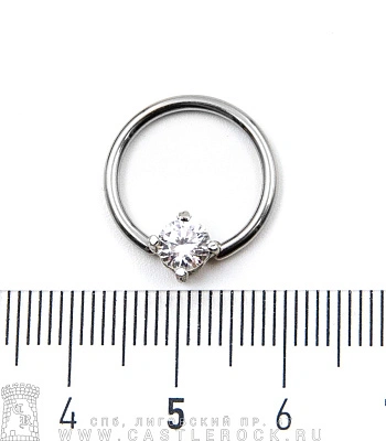 Кольцо BCR Сталь со Стразом (прозрачным) 1,6 х 13 х 7