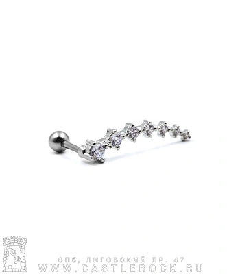 Микроштанга Сталь со Стразами (прозрачными) 1,2 х 6 х 4/23