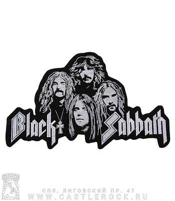 нашивка на спину black sabbath (группа ч/б, вышивка)