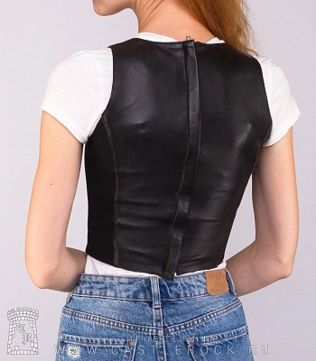 корсет кожаный first черный с перфорацией
