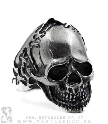 кольцо череп оплавленный и прошитый (большой)