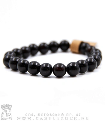 браслет из натурального камня агат черный (8 мм)