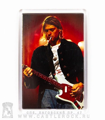магнит прямоугольный nirvana kurt cobain (с гитарой)