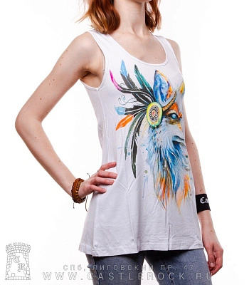 женская майка лиса (белая, светится)