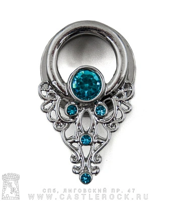 Тоннель Сталь Кружево (стразы) 14 мм