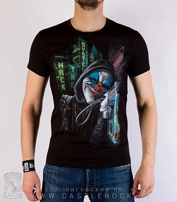 футболка хакер "hack the system" (светится)