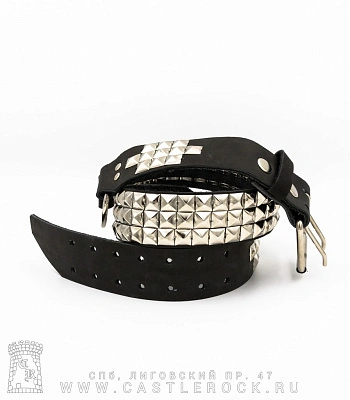 ремень кожаный 3 ряда пирамиды (составной)