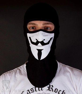 шапка балаклава v-значит вендетта (гай фокс, ч/б)