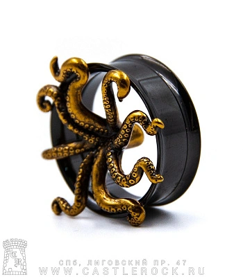 Плаг Сталь Тонкостенный Черный Кракен (с внутренней резьбой) 25 мм