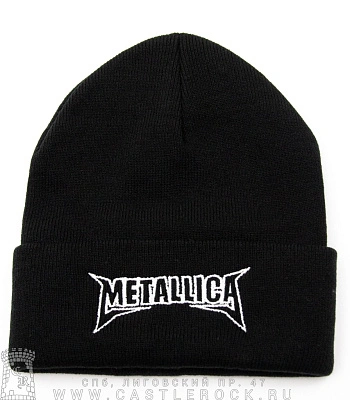 шапка с отворотом и вышивкой metallica (надпись)