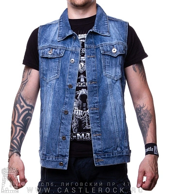 жилет джинсовый синий (потертый) 3208