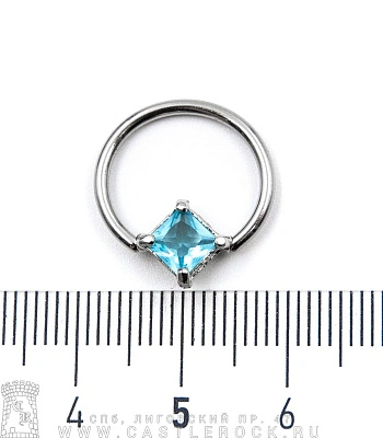 Кольцо BCR Сталь со Стразом (голубым) 1,6 х 14 х 9