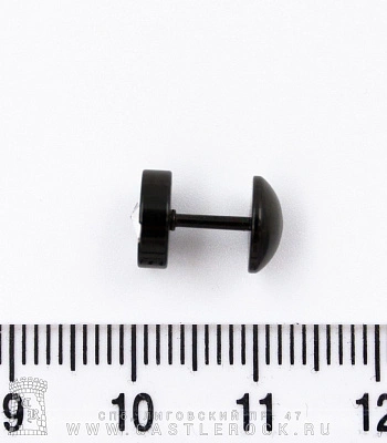 Обманка Плага Сталь Черная со Стразом 1,2 х 6 х 8/8