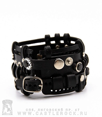 напульсник кожаный стимпанк черный (bspk-7)