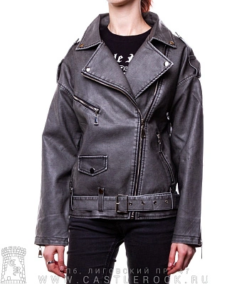 косуха женская к/з оверсайз а5153 (шнуровка, серая)