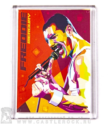 магнит прямоугольный queen freddie mercury (поп-арт, оранжевый)