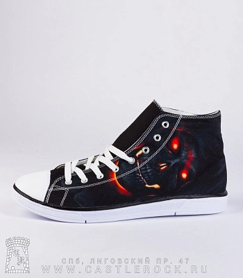 кеды череп с пламенем (черные)
