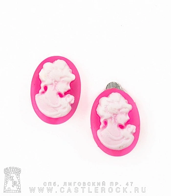 клипсы камея с девушкой (розовые)