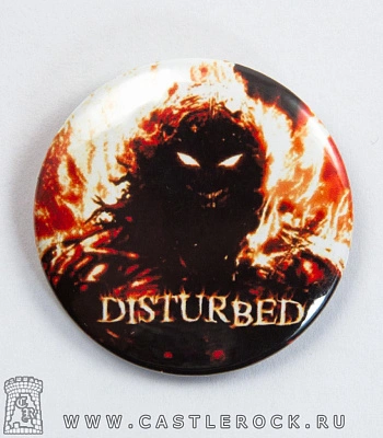 значок disturbed "indestructible" (крупный план)