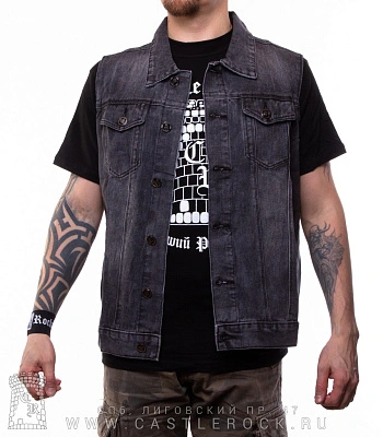 жилет джинсовый серый (прострочка узкая) 7082#, 7089#