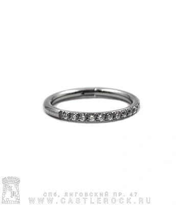 Сегментное Кольцо Кликер Титан 1,2 х 10 (кристаллы прозрачные)