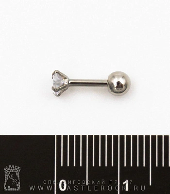 Микроштанга Сталь со Стразом (прозрачным) 1,2 х 6 х 4/4