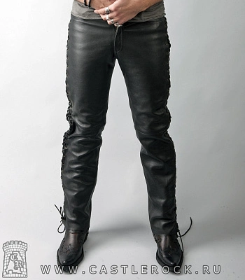 штаны кожаные "alberto" со шнуровкой