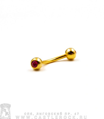 Микробанан Сталь Золотистый с Шариками со Стразами (розовыми) 1,2 х 10 х 4/4