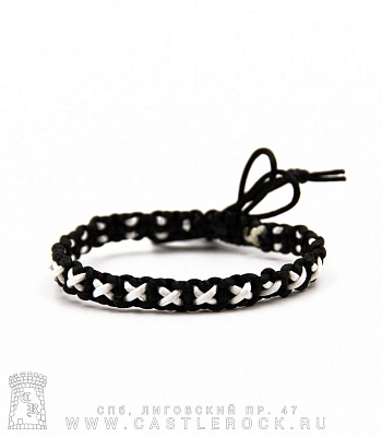 фенечка плетеная черная с белым