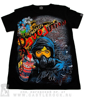 футболка детская уличный художник "graffiti revolution" (светится)