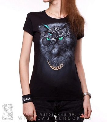 женская футболка кот базилио (светится)