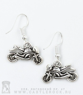 серьги мотоцикл гоночный