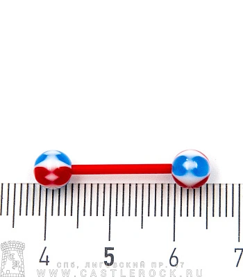 Штанга Биофлекс с Акриловыми Шариками Сердечки (красно-синяя) 1,6 х 16 х 6/6