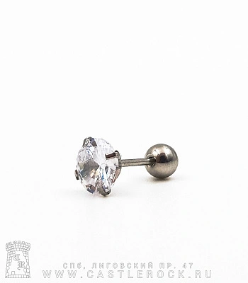 Микроштанга Сталь со Стразом (прозрачным) 0,8 х 6 х 4/6