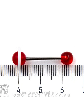 Штанга Сталь с Акриловыми Шариками Сатурн (красными) 1,6 х 16 х 6/10