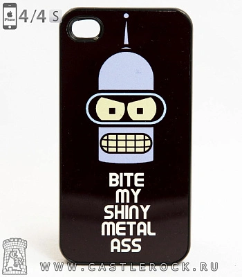 чехол для iphone futurama bender бендер "bite my shiny metal ass!"