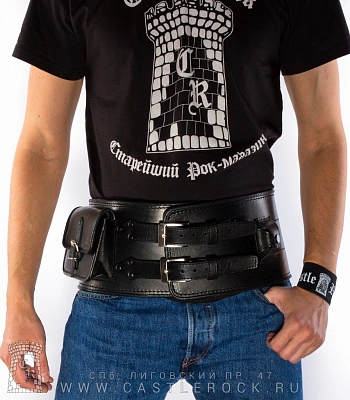 ремень поясной байкерский черный