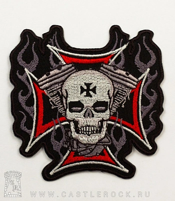 нашивка термо череп и крест (вышивка)