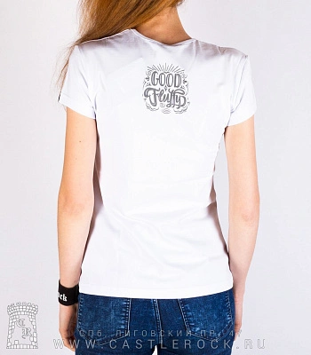 женская футболка лисичка фенек (белая, светится)