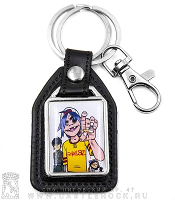 брелок прямоугольный на подкладке gorillaz