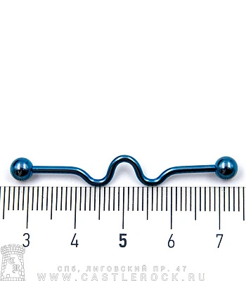 Штанга Индастриал Сталь Синяя с Шариками и Зигзагом 1,6 х 38 х 5/5