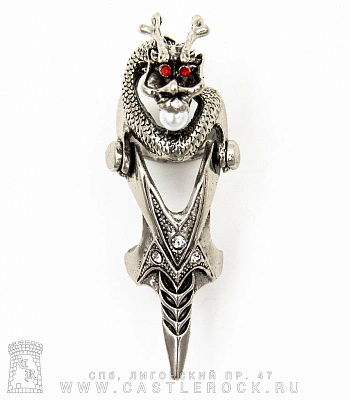 кольцо-коготь дракон с шаром (стразы)