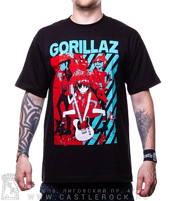 футболка gorillaz (принт яркий)